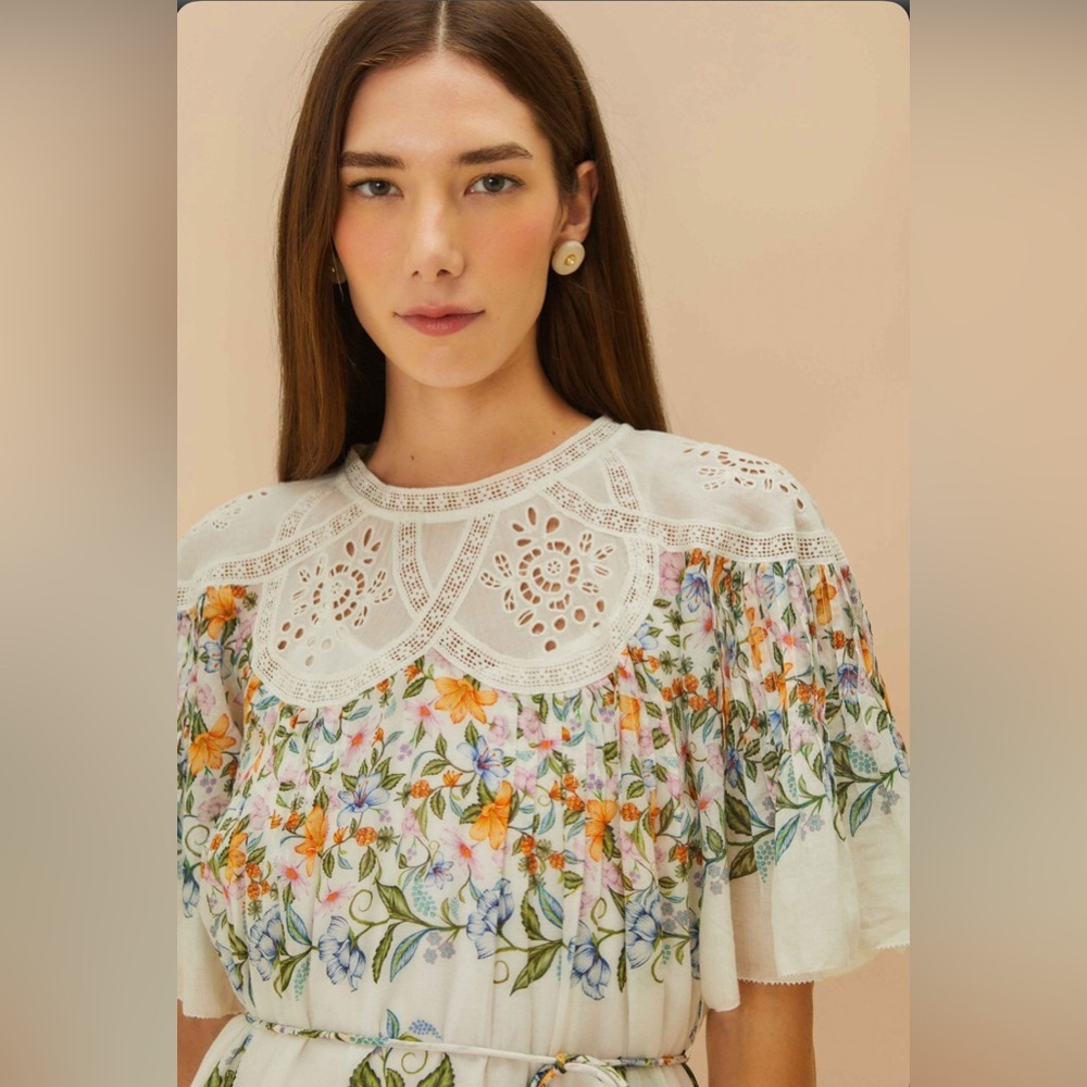 Farm Rio Off-White Sweet Bloom Bouquet Mini Dress - Picture 3 of 8